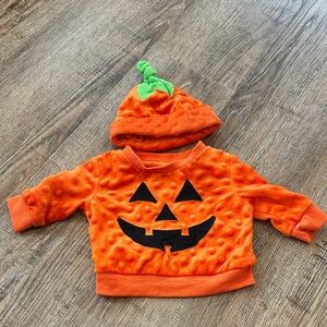 Baby Starters Orange Pumpkin Top with Green Hood